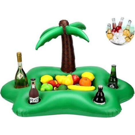 Bar flottant pour piscine – Plateau flottant gonflable avec porte-verres et palmier décoratif, idéal pour piscines, plages et vacances (1/5)