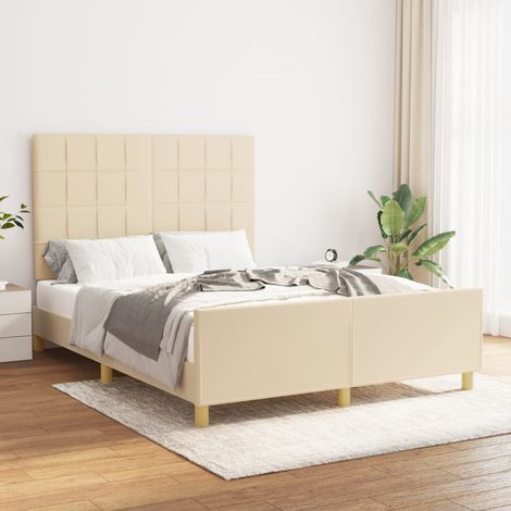 Cadre de lit sans matelas-Structure de lit crème 140x190 cm tissu 317060 (1/5)