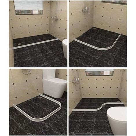 Barrière de douche pliable - Système de rétention d'eau Anti fuite d'eau - Barrage d'eaux pluviales - Blanc (1/4)