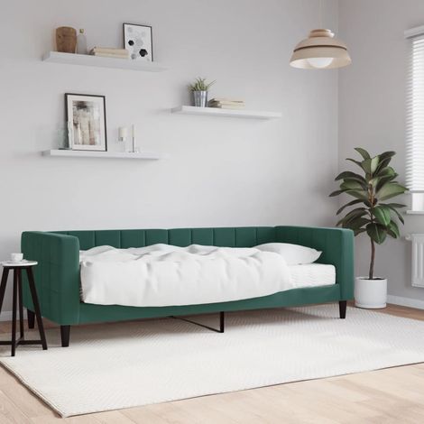 Lit de jour avec matelas-Canapé-lit vert foncé 80x200 cm velours 791443 (1/5)