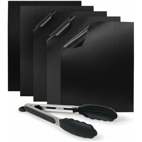 Teflon-BBQ-Backbleche (5er-Pack) – Antihaft-Kochmatten für Grill, Grillrost und Backofen (5 rechteckige 40x30 cm)