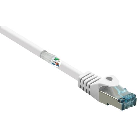 Renkforce RF-5047448 RJ45 Câble réseau, câble patch CAT 6a S/FTP 15.00 m blanc avec cliquet d'encastrement, ignifuge 1 pc(s) S524512 (1/5)