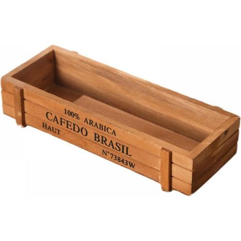 Boite A Plantes - Bois Naturel - Rectangulaire - Pour Succulentes Et Petites Plantes - 22 x 9 x 5 Cm - 1 Unite (1/5)