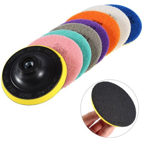 Ensemble de 8 pièces de disques de meulage à eau diamantés en marbre de 4 pouces (50+100+300+800+1500+2000+3000 disques de meulage à eau + plaque adhésive de 4 pouces) (1/5)