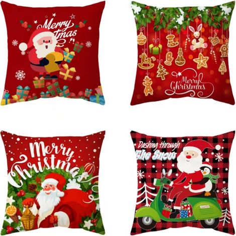 4pcs Christmas Decorative Pillows Sofa Cushions Christmas Cushion Set for Elderly Home (1/5)