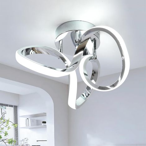 Ganeed LED Ceiling Light 30W, Modern Flush Mount Fixture, Simple Curved Design Chrome Finish, Cool White 6000K Energy-Efficient, for Living Room Bedroom Hallway (1/4)