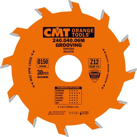 CMT - Hoja de sierra circular para juntas 150x4.0/3.0x30 mm - 12 dientes - Acero alta calidad - Reducción de vibraciones - Para madera tendre y duro