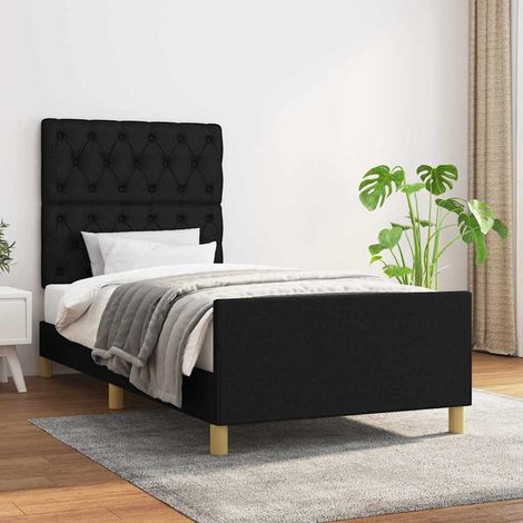 Cadre de lit sans matelas noir 80x200 cm tissu (1/5)