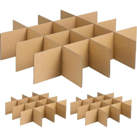 Lot de 18 cloisons en carton pour emballage de cartons de déménagement pour vaisselle, verres, bouteilles, expédition et stockage (1/5)