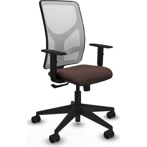 Silla de oficina piqueras y crespo Motilla malla blanca cuero sintético marrón (1/2)