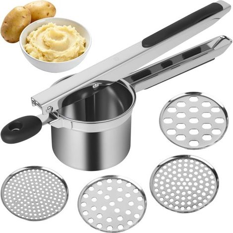 Prensa para patatas con coladores intercambiables para puré y zumo. (1/5)
