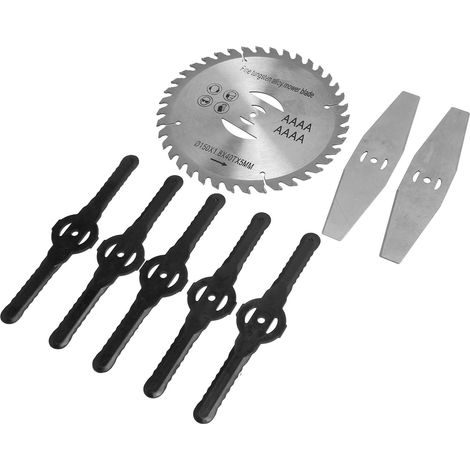 Rasentrimmer-Messerköpfe, 150 mm, Aluminiumklingen, 6 Zoll runde Klingen, 5 schwarze Kunststoffklingen, Freischneider-Messerköpfe für Lithium-Rasentrimmer (1/5)