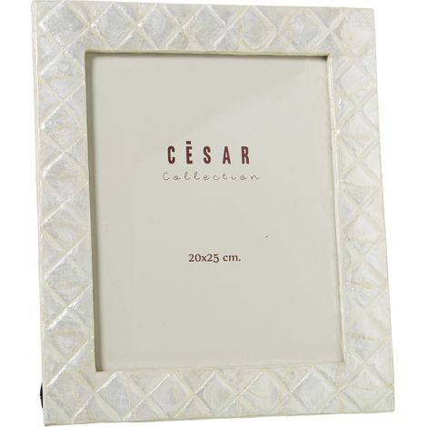 Cadre photo en nacre 20x25 cm, losanges naturels en relief (1/2)
