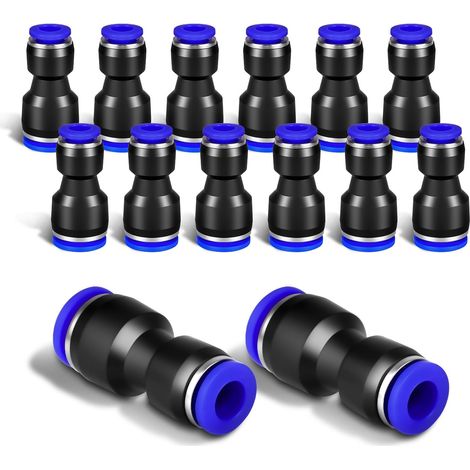12PCS - Raccord Pneumatique - Connecteur Rapide - Réducteur 6mm à 8mm - Plastique PBT Résistant - Pour Tuyau Air PU Nylon - Industrie Automobile - Noir - 6x8mm (1/5)