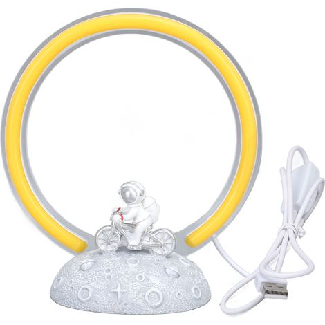 Ortviai Lampe de nuit LED miniature en forme d’astronaute jaune – design mignon, alimentation USB 5 V (1/5)