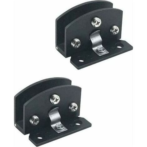 pair 2pcs de charnières de porte en verre vitrine armoire à vin clip charnière de porte(adapté pour le verre de 5-8 mm d'épaisseur-Noir), charnière de porte pièces de rechange -noir (1/5)