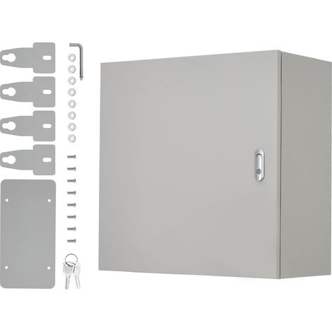 Boîtier de jonction électrique en acier résistant à l'eau et à la poussière NEMA 4x/IP67. Armoire avec serrure, plaque de montage et clés. Boîtier métallique durable pour rangement (1/5)