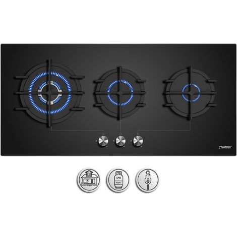 Phönix PG-903L Einbau Gaskochfeld 3 flammig kochmulde Gaskocher 90cm