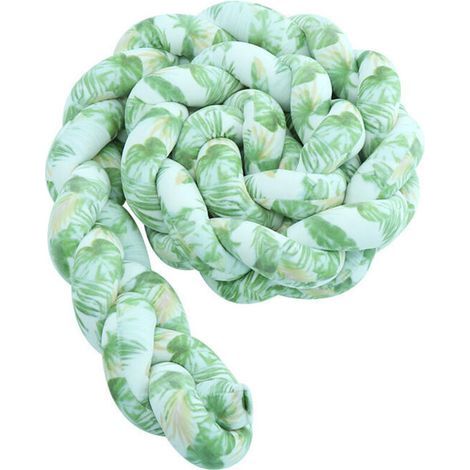 Baby cot bumper - 3 Woven Baby Snake Braided Cushion Velvet Bed Bumper Nursery Protection for Newborns Bed Room Decor with, leaf green—1M..