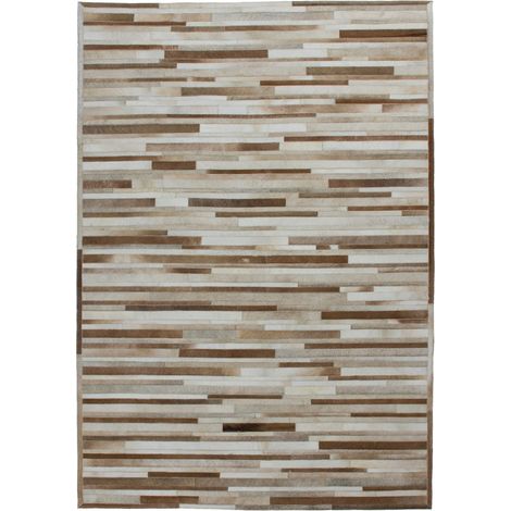 Tappeto patchwork in pelle Eclipse Crema 80x150 cm (1/4)