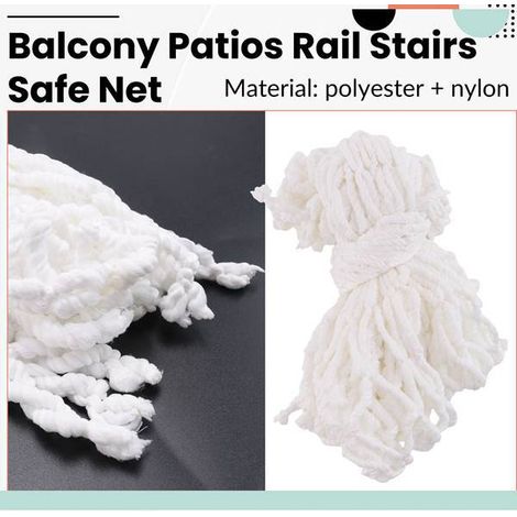 Un filet de sécurité blanc en polyester et nylon pour animaux de compagnie, filet de sécurité pour escalier, filet anti-fugue pour chats et chiens domestiques.