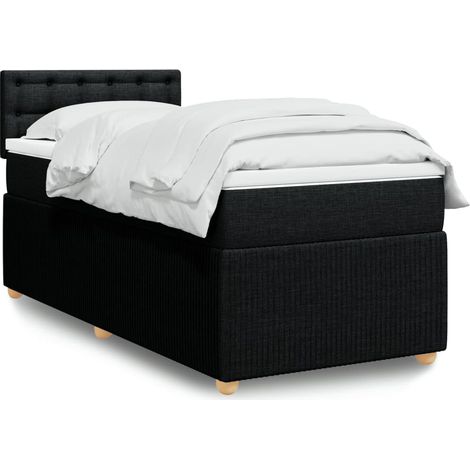 Lit simple - 80x200 cm, Sommier à lattes de lit et matelas Noir Tissu WFE826872 Maison Chic (1/5)