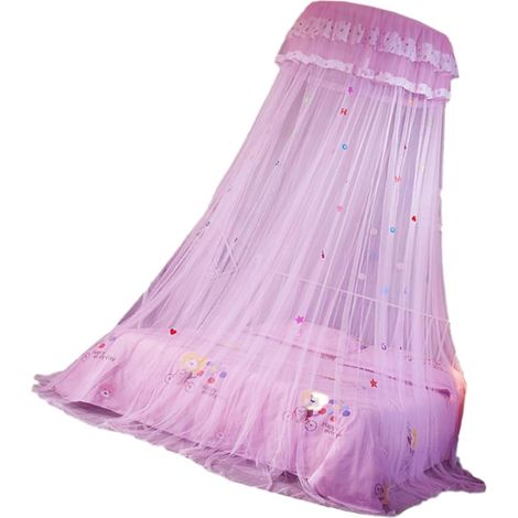 Rideau de lit en dentelle rose avec moustiquaire intégrée pour (1/5)