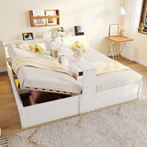lit double adulte rangement modulable 180x200 blanc OKMYHOME (1/5)