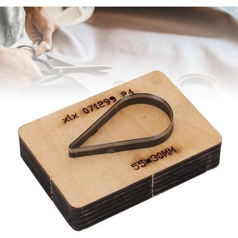 Emporte-pièce pour cuir en carbone haute avec base bois forme goutte 55x30mm pour DIY artisanat (1/5)