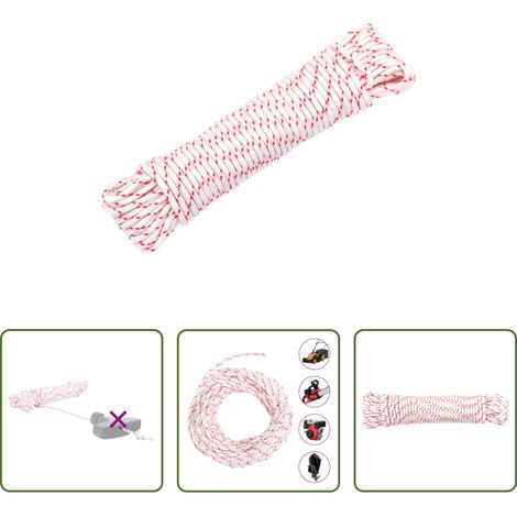 Cordon de démarrage durable -  Cordon de démarrage à tirer blanc et rouge Ø3 mm 10 m nylon (1/5)