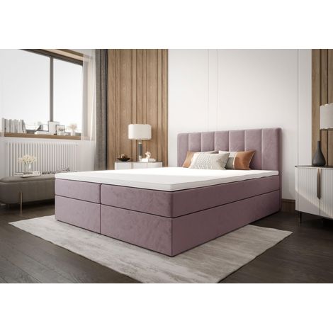 Lit Boxspring Adalle Iii - Rose - 160x200 Cm - Lit Moderne - Design Élégant - Matelas À Ressorts Bonnell (1/5)