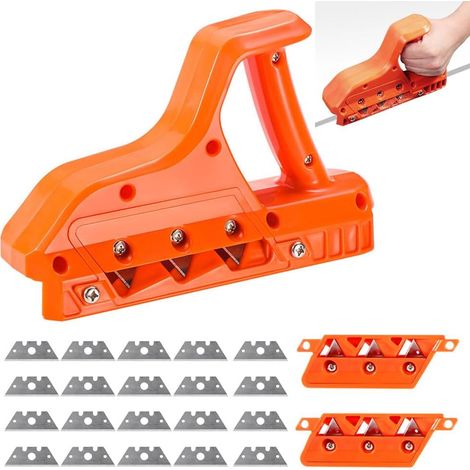 Recortadora de cantos para placas de yeso, recortadora de cantos de 45° y 60°, cepilladora de biselado de madera con 20 cuchillas de repuesto, herramienta manual para trabajar la madera con biselado d