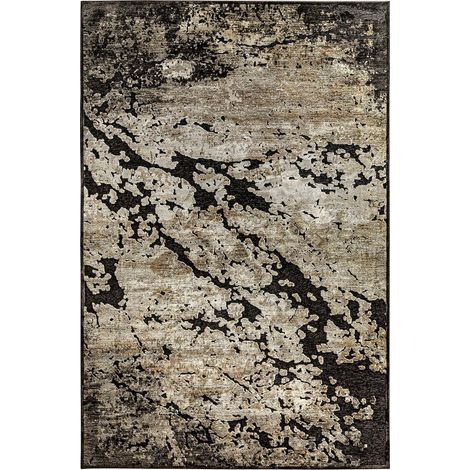 Tapis Arleth style colonial chenillé unique - Noir chenille effet brossé (1/5)