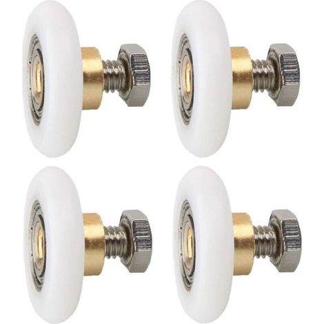 4 pièces Roulette Porte de Douche, Roues de Rechange pour Porte de Douche Roulettes de Rechange pour Porte de Douche RainuréE avec vis Diamètre 23 mm