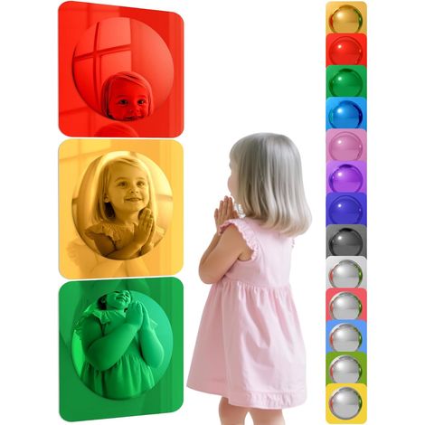 Miroir mural sensoriel en acrylique en 3 parties avec bulles, miroirs convexes colorés, jouets pour les salles de classe préscolaires, coin calme dans les garderies et enrichissement pour animaux de c (1/5)