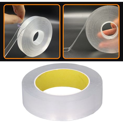 10 rouleaux de ruban adhésif double face, chacun de 0,1 mm d'épaisseur, 30 mm de largeur et 5 mètres de longueur. Ruban nano transparent à usage personnel pour revêtements muraux, photos, affiches de (1/5)