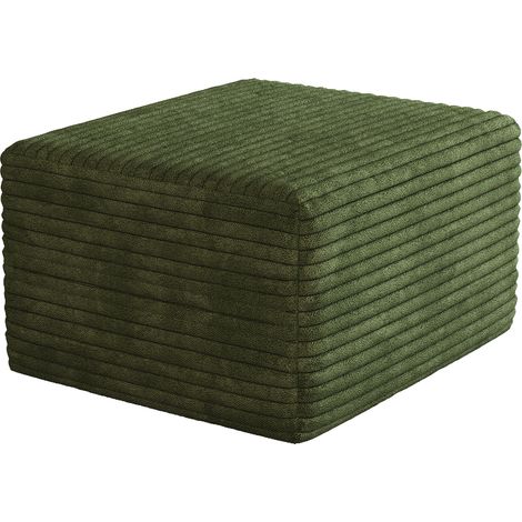 Pouf en Velours Côtelé Vert Repose-Pieds Modulaire pour Salon Rembourrage Mousse 65x60x38cm (1/5)