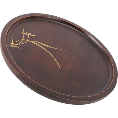 Plateau rond pour infusion à sec du thé, plateau à thé en bambou et bois, plateau à tasses, porte-théière (1/5)