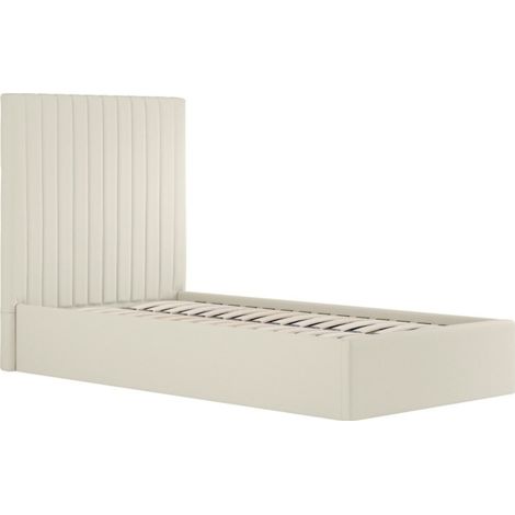 Berlin Tall Ottoman Single Bed Frame (Pack of 2) - Weave - L203 x W108 x H124 cm - Milk - Flat Pack