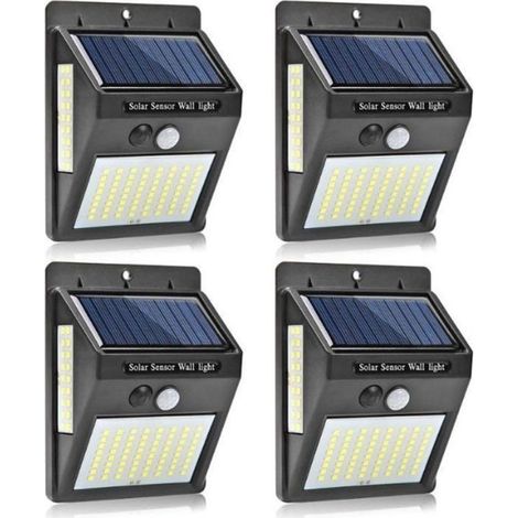 Solar Outdoor Lights with Motion Sensor, 4 Pack 100 LED Solar Lights IP65 Waterproof 1200mAh Outdoor Floodlight, Wireless Security Wall Lights for Garden (1/5)