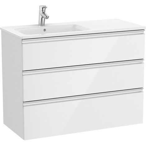 Pack Unik Meuble 3 tiroirs + lavabo gauche THE GAP - ROCA Couleur : Blanc brillant (1/3)