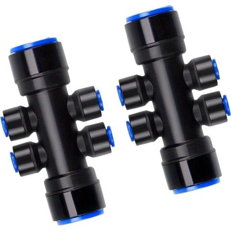 Répartiteur d'irrigation goutte à goutte à 6 voies 6 voies 6,35 mm - Contrôle du débit d'eau - Raccord rapide - Tuyau de poussée d'eau - Accessoires d'irrigation pour la maison et le jardinage (1/5)
