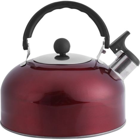 Bouilloire En Acier Inoxydable - 3 L - Bec Verseur Large - Sifflet - Compatible Plaque À Induction - Rouge (1/5)