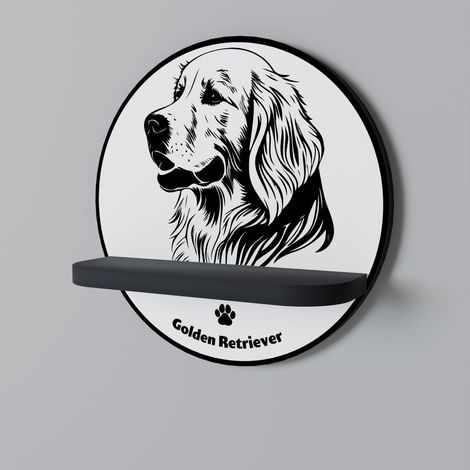 GOLDEN RETRIEVER Rundes Regal Schwarz (1/5)