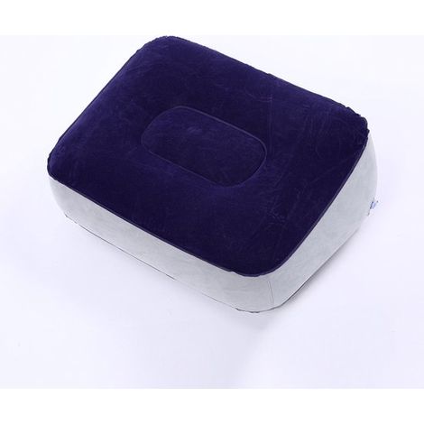 Coussin repose-pieds gonflable - coussin de dossier - coussin de soutien - pour les voyages, le bureau et la voiture - gris/bleu - PVC gris et bleu (1/5)