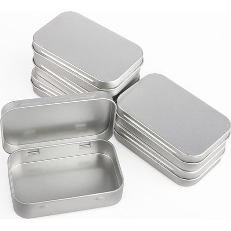 Boîtes en métal 6 pièces emballage cadeau – Boîtes rectangulaires en fer étamé avec couvercle pressé, 9.5x6x2cm (1/5)