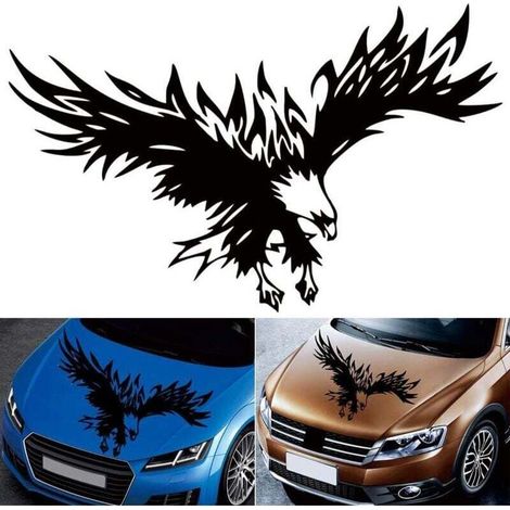 YMYNY Car Hood Vinyl Decal, Eagle Sticker, Hood Graphic Decal for Car Side Door Stickers (Black) (1/4)