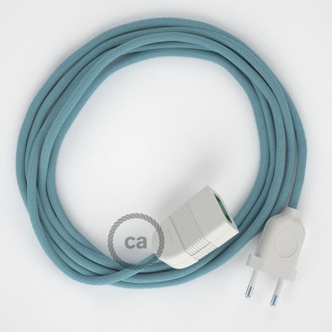 creative cables - Prolunga elettrica con cavo in cotone blu oceano 2P 10A Made in Italy (1/5)