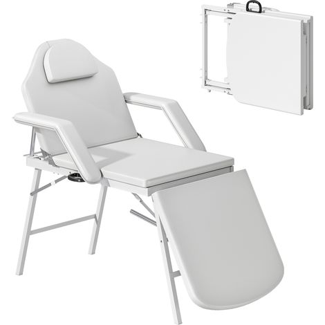 Beyamis Tragbare Massageliege, klappbare Massageliege mit Kunstlederbezug, Schaumstoffpolsterung, Stahlrahmen, weiß