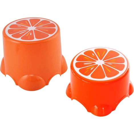 Tabouret Fruit Garçon et Filles en Plastique PP, Lot de 2, Orange (1/5)